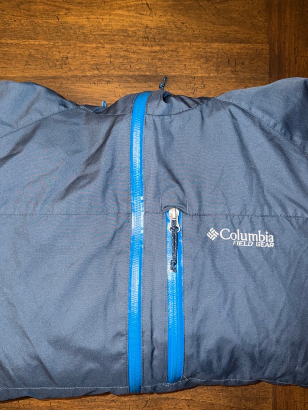 Columbia Field Gear Men's Blue Omni Shield Waterproof Hooded Rain Jacket Size XL
